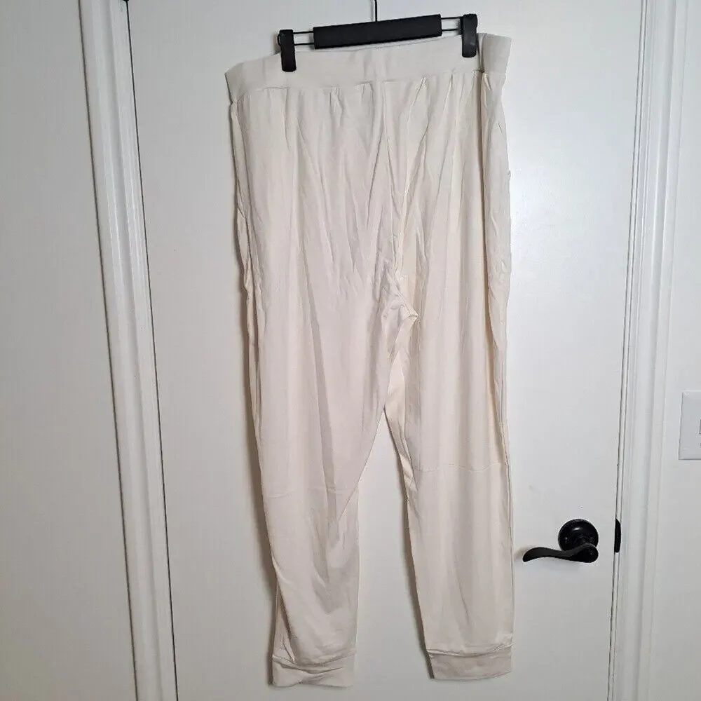 Cozy Earth White Cream‎ Elastic Waist Bamboo Jogger Pajama Pants Size 2XL